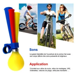 Avertisseur Coloré Pour Vélo En Forme De Trompe Trois Cornes 7 Avertisseur Coloré Pour Vélo En Forme De Trompe Trois Cornes -Mon Univers Velo Magasin avertisseur colore pour velo en forme de trompe trois cornes 2