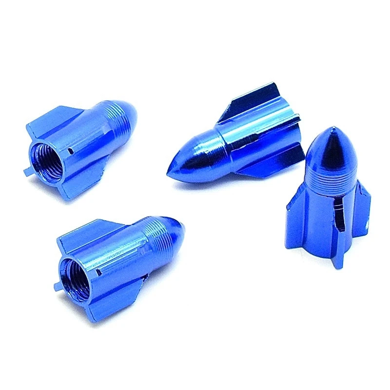 Bouchon De Valve Missile Bleu En Aluminium - Par 4 4 Bouchon De Valve Missile Bleu En Aluminium - Par 4 – Image 4