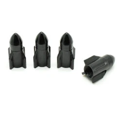 Bouchon De Valve Missile Noir En Aluminium - Par 4