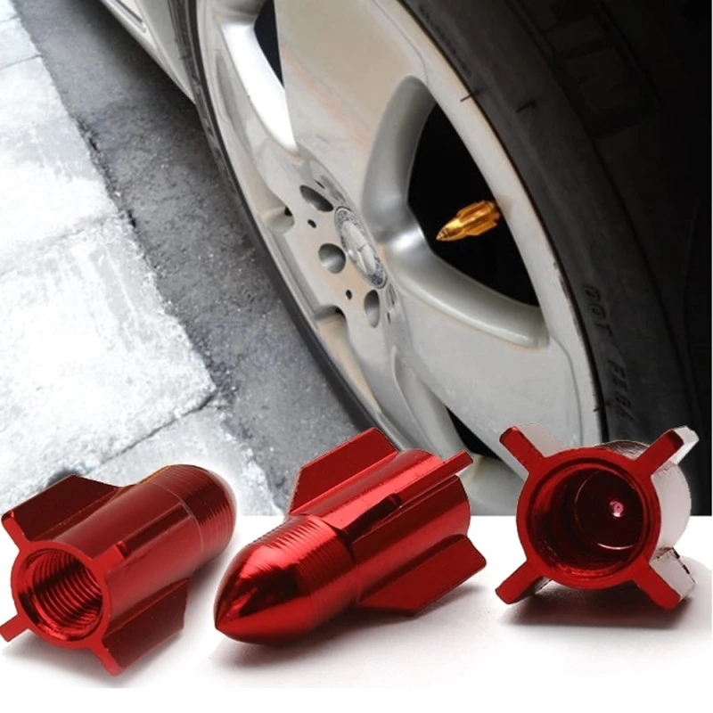 Bouchon De Valve Missile Rouge En Aluminium - Par 4 2 Bouchon De Valve Missile Rouge En Aluminium - Par 4 – Image 2