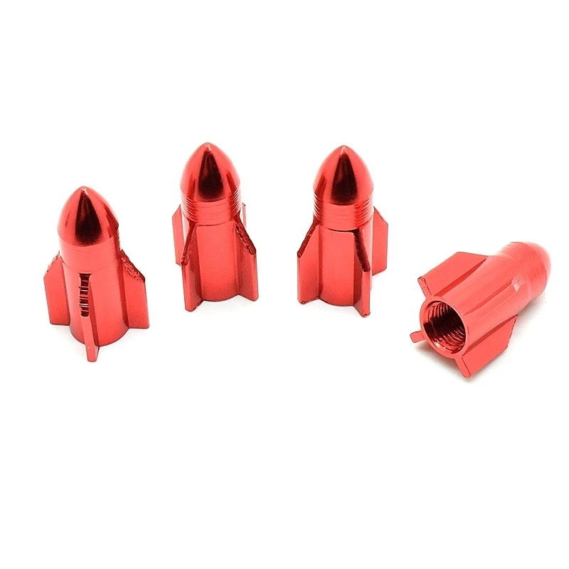 Bouchon De Valve Missile Rouge En Aluminium - Par 4 1 Bouchon De Valve Missile Rouge En Aluminium - Par 4