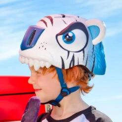 Casque Vélo Enfant Tigre Blanc Crazy Safety -Mon Univers Velo Magasin casque velo enfant tigre blanc crazy safety 2