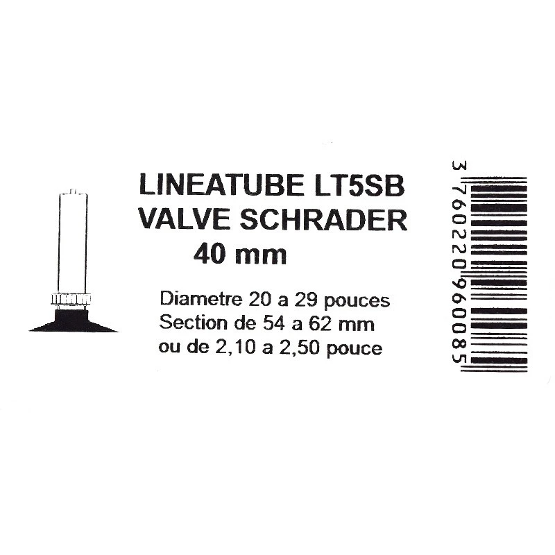 Chambre à Air Linéaire Valve Schrader 20 à 29" Largeur 54 à 62 Mm 2 Chambre à Air Linéaire Valve Schrader 20 à 29" Largeur 54 à 62 Mm – Image 2