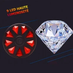 Eclairage DIAMANT Vélo 9 LED Haute Luminosité -Mon Univers Velo Magasin eclairage diamant velo 9 led haute luminosite 4