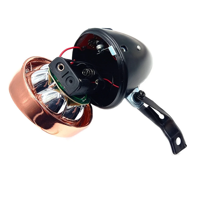 Eclairage Vélo Rétro à Pile Sur Fourche Noir Et Cuivre 6 Eclairage Vélo Rétro à Pile Sur Fourche Noir Et Cuivre – Image 6