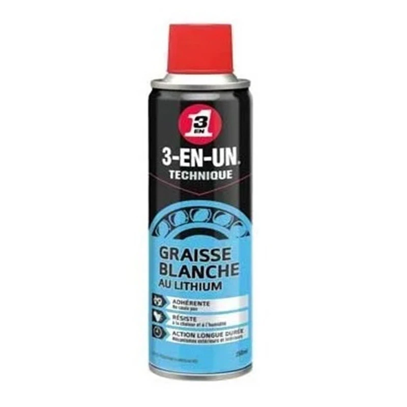 Graisse Blanche Lithium Aérosol 3-EN-UN - 250 Ml 3en1 1 Graisse Blanche Lithium Aérosol 3-EN-UN - 250 Ml 3en1