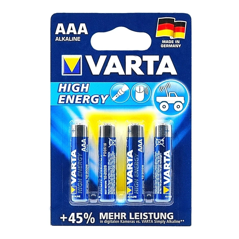 Lot De 4 Piles Alcaline, LR03 AAA 1.5 V High Energy, VARTA 2 Lot De 4 Piles Alcaline, LR03 AAA 1.5 V High Energy, VARTA – Image 2