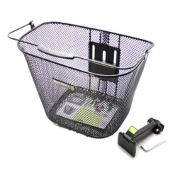BASIL Panier Avant Noir + Support Metal Clipsable Sur Potence