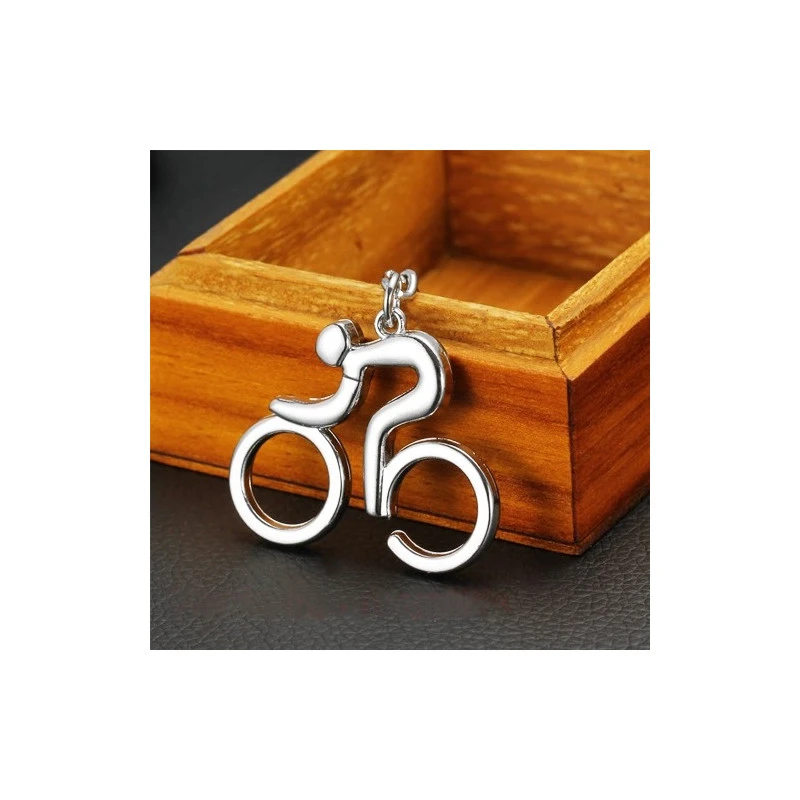 Porte Clés Cycliste Laqué Argent 1 Porte Clés Cycliste Laqué Argent