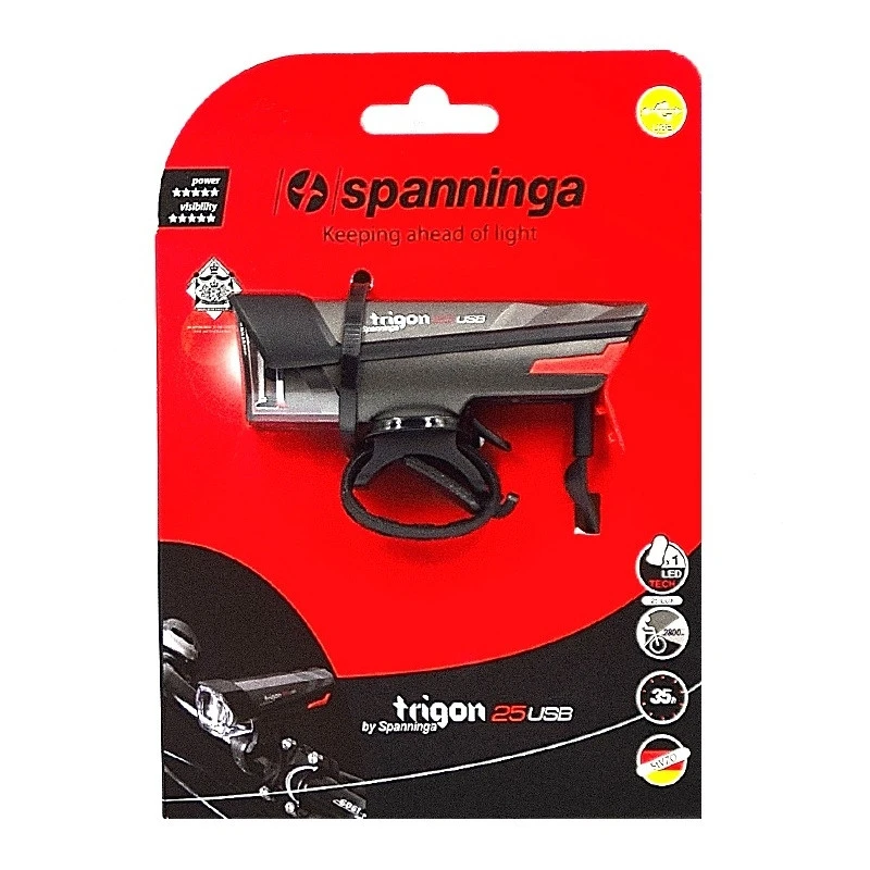 Projecteur Avant SPANNINGA TRIGON 25 Lux - Rechargeable USB, Fixation Sur Guidon 3 Projecteur Avant SPANNINGA TRIGON 25 Lux - Rechargeable USB, Fixation Sur Guidon – Image 3
