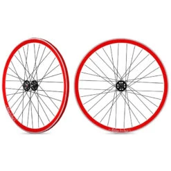 Roue Arriere Fixie Jante Rouge Moyeu Noir