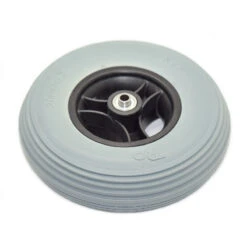 Roue Pleine 200 X 50 - Bandage Gris - Jante Noire - Pour Axe 8 Mm