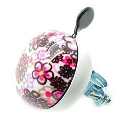 Sonnette DING DONG FLORALE Orange/Rouge -Mon Univers Velo Magasin sonnette ding dong florale orange rouge 2